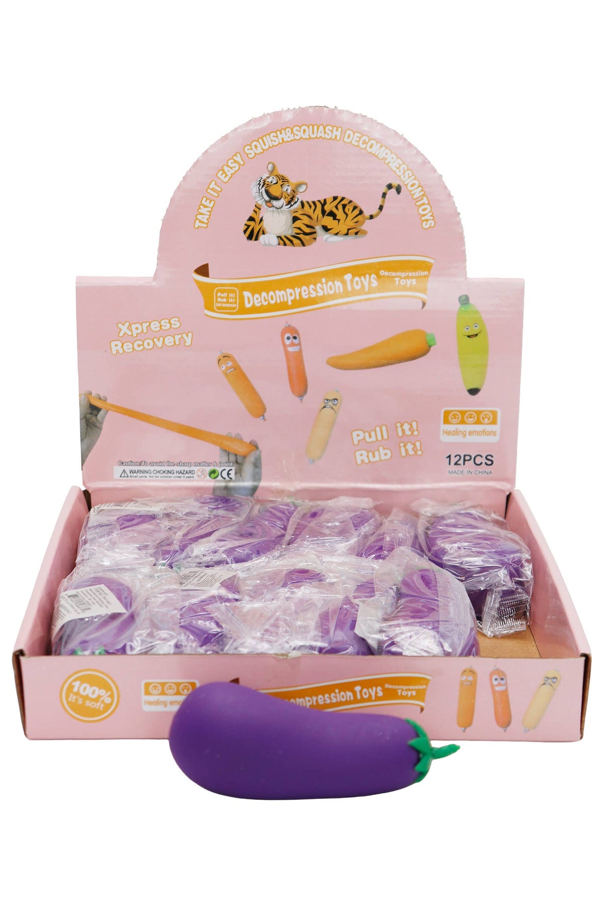 Eggplant Sand Filled Stretch Pull Squishy: PURPLE / ONE SIZE