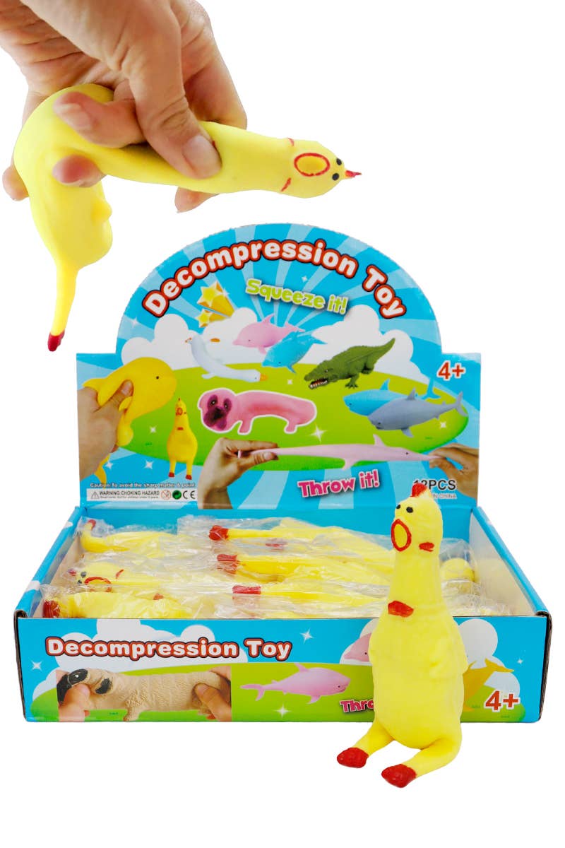 Chicken Kinetic Sand Filled Stretch Pull Squishy: YELLOW / ONE SIZE