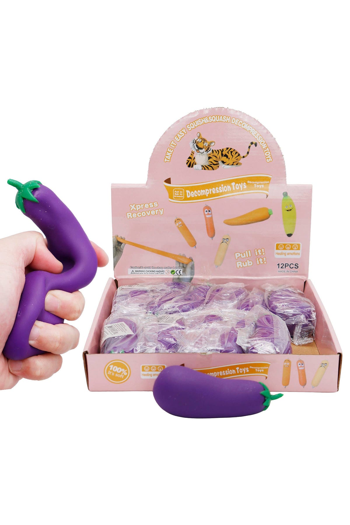 Eggplant Sand Filled Stretch Pull Squishy: PURPLE / ONE SIZE