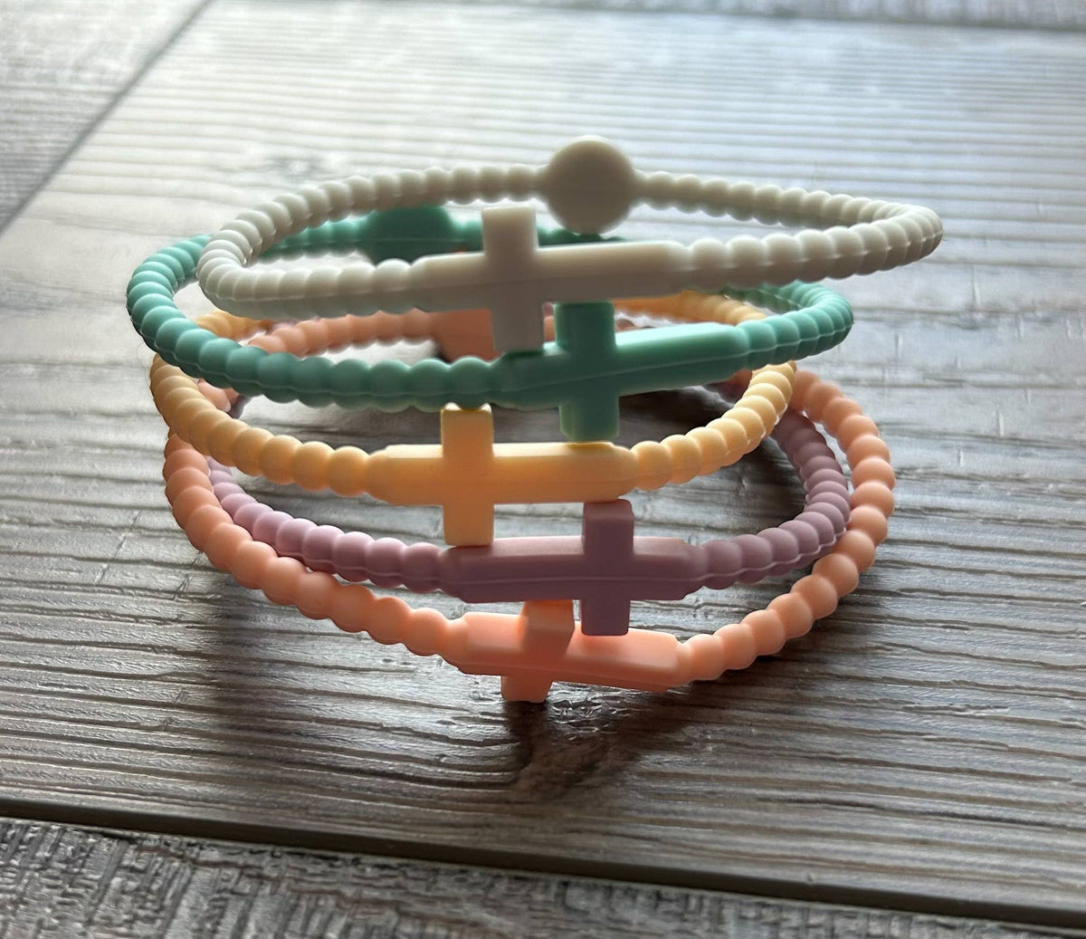 Silicone Cross Bracelet Set of 5: Neons