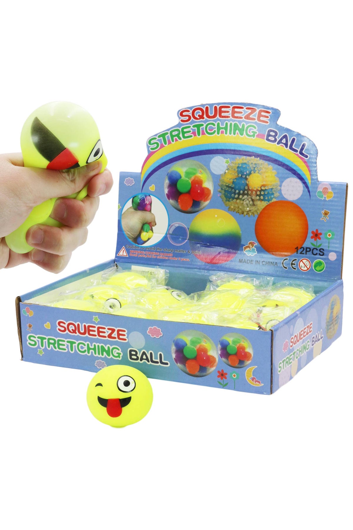 Tongue-Out Emoji Fluffy Slime Filled Squishy Toy - 12 pcs